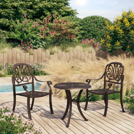 Bistro table and chairs 3 pieces cast aluminum bronze color by , Garden sets - Ref: Foro24-3070565, Price: 354,15 €, Discount: %