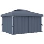 Cenador con cortina gris antracita aluminio 4x3 m de , Carpas y cenadores - Ref: Foro24-3053376, Precio: 546,86 €, Descuento: %