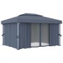 Cenador con cortina gris antracita aluminio 4x3 m de , Carpas y cenadores - Ref: Foro24-3053376, Precio: 546,86 €, Descuento: %