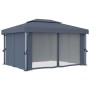 Cenador con cortina gris antracita aluminio 4x3 m de , Carpas y cenadores - Ref: Foro24-3053376, Precio: 546,86 €, Descuento: %