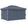 Cenador con cortina gris antracita aluminio 4x3 m de , Carpas y cenadores - Ref: Foro24-3053376, Precio: 546,86 €, Descuento: %