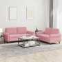 Pink velvet 2-piece sofa set with cushions by , Sofas - Ref: Foro24-3202213, Price: 480,72 €, Discount: %