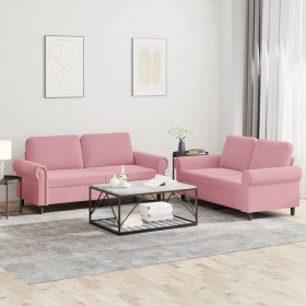 Juego de sofás con cojines 2 piezas terciopelo rosa de , Sofás - Ref: Foro24-3202213, Precio: 484,99 €, Descuento: %