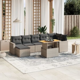 8-teiliges Gartensofa-Set und graue synthetische Rattankissen von , Gartensets - Ref: Foro24-3264735, Preis: 490,15 €, Rabatt: %