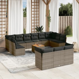 14-piece garden sofa set with gray synthetic rattan cushions by , Garden sets - Ref: Foro24-3256256, Price: 835,99 €, Discoun...