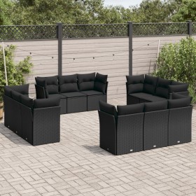 Garden sofa set 12 pieces with black synthetic rattan cushions by , Garden sets - Ref: Foro24-3249164, Price: 959,63 €, Disco...