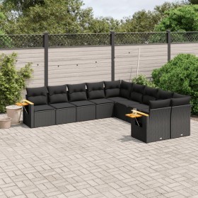 Set de sofás de jardín 10 pzas cojines ratán sintético negro de , Conjuntos de jardín - Ref: Foro24-3227189, Precio: 624,88 €...