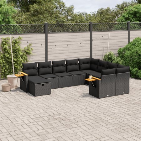 Garden sofa set 10 pieces with black synthetic rattan cushions by , Garden sets - Ref: Foro24-3227154, Price: 598,49 €, Disco...