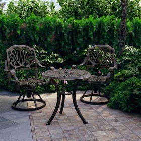 Bistro table and chairs 3 pieces cast aluminum bronze color by , Garden sets - Ref: Foro24-3070568, Price: 479,01 €, Discount: %