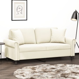 Sofá de 2 plazas con cojines terciopelo color crema 140 cm de , Sofás - Ref: Foro24-3200953, Precio: 251,99 €, Descuento: %