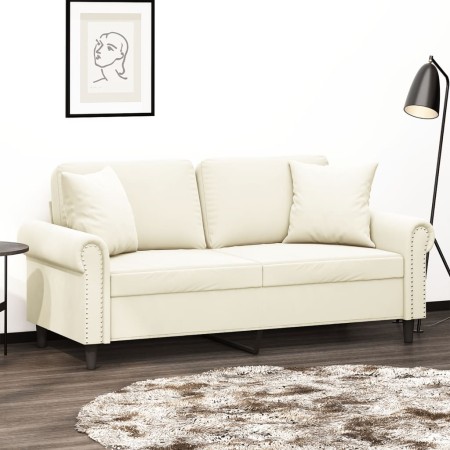 2-seater sofa with cream velvet cushions 140 cm by , Sofas - Ref: Foro24-3200953, Price: 251,24 €, Discount: %