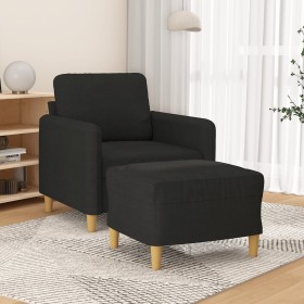 Sillón con taburete tela negro 60 cm de , Sofás - Ref: Foro24-3201188, Precio: 211,99 €, Descuento: %