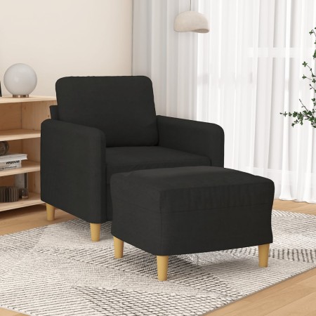 Sillón con taburete tela negro 60 cm de , Sofás - Ref: Foro24-3201188, Precio: 217,40 €, Descuento: %