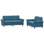 2-teilige Sofagarnitur aus blauem Samt mit Kissen von , Sofas - Ref: Foro24-3202219, Preis: 462,52 €, Rabatt: %