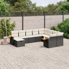 Gartensofa-Set 10-teilig mit schwarzen synthetischen Rattankissen von , Gartensets - Ref: Foro24-3227155, Preis: 618,25 €, Ra...