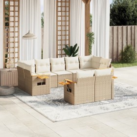 9-teiliges Gartensofa-Set mit beigen synthetischen Rattankissen von , Gartensets - Ref: Foro24-3227129, Preis: 757,05 €, Raba...