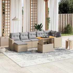 Gartensofa-Set mit beigem Kissenmix, 8-teilig aus PE-Rattan von , Gartensets - Ref: Foro24-3264734, Preis: 519,67 €, Rabatt: %