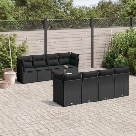 8-teiliges Gartensofa-Set und schwarze synthetische Rattankissen von , Gartensets - Ref: Foro24-3249144, Preis: 626,33 €, Rab...