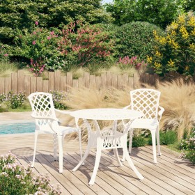 Bistro table and chairs 3 pieces white cast aluminum by , Garden sets - Ref: Foro24-3070585, Price: 441,67 €, Discount: %