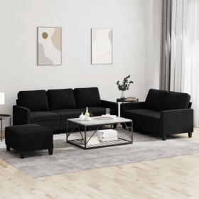 3-teilige Sofagarnitur aus schwarzem Samt mit Kissen von , Sofas - Ref: Foro24-3201531, Preis: 569,45 €, Rabatt: %