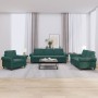 Dark green velvet 3-piece sofa set with cushions by , Sofas - Ref: Foro24-3202172, Price: 714,92 €, Discount: %