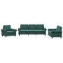 Dark green velvet 3-piece sofa set with cushions by , Sofas - Ref: Foro24-3202172, Price: 714,92 €, Discount: %