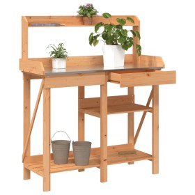 Topfbank mit Regalen massives Tannenholz braun von , Topfständer - Ref: Foro24-368432, Preis: 83,99 €, Rabatt: %