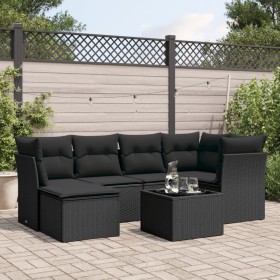 7-teiliges Garten-Esszimmerset und Kissen synthetisches Rattan schwarz von , Gartensets - Ref: Foro24-3249794, Preis: 461,16 ...