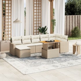 Garden sofa set with beige cushions, 8 pieces, PE rattan. by , Garden sets - Ref: Foro24-3264733, Price: 596,80 €, Discount: %