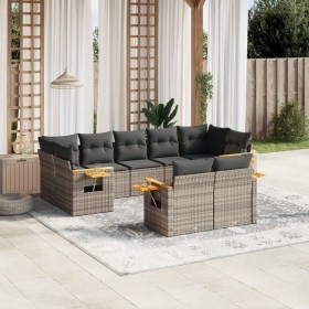 Garden furniture set 9 pieces and gray synthetic rattan cushions by , Garden sets - Ref: Foro24-3227131, Price: 594,99 €, Dis...