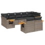 Garden furniture set 9 pieces and gray synthetic rattan cushions by , Garden sets - Ref: Foro24-3227131, Price: 617,27 €, Dis...