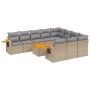 Set von 11-teiligen Gartensofas mit beigen Kissen aus synthetischem Rattan von , Gartensets - Ref: Foro24-3227186, Preis: 759...