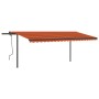 Manual retractable awning with orange and brown posts, 5x3.5 meters. by , Awnings - Ref: Foro24-3070260, Price: 675,23 €, Dis...