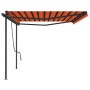 Manual retractable awning with orange and brown posts, 5x3.5 meters. by , Awnings - Ref: Foro24-3070260, Price: 675,23 €, Dis...