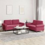 Sofa set with cushions 2 pieces red velvet by , Sofas - Ref: Foro24-3202214, Price: 460,99 €, Discount: %