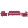 Three-piece velvet sofa set with red wine cushions by , Sofas - Ref: Foro24-3202174, Price: 687,47 €, Discount: %