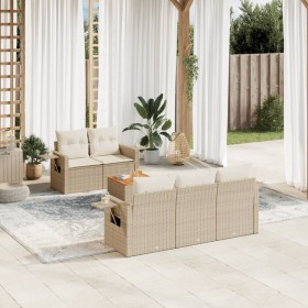 Garden sofa set with 6-piece synthetic rattan beige cushions by , Garden sets - Ref: Foro24-3256779, Price: 532,99 €, Discoun...