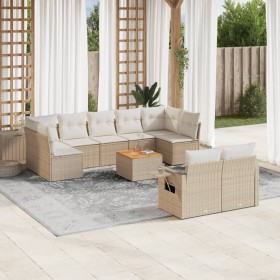 Gartensofa-Set mit beigen Kissen, 10-teilig, synthetisches Rattan von , Gartensets - Ref: Foro24-3257045, Preis: 842,99 €, Ra...