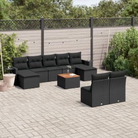 Set de sofás de jardín 10 pzas cojines ratán sintético negro de , Conjuntos de jardín - Ref: Foro24-3257091, Precio: 623,66 €...