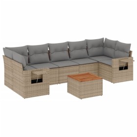 Garden sofa set with beige mixed cushions, 8 pieces, PE rattan. by , Garden sets - Ref: Foro24-3256808, Price: 592,86 €, Disc...