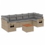 Garden sofa set with beige mixed cushions, 8 pieces, PE rattan. by , Garden sets - Ref: Foro24-3256808, Price: 587,99 €, Disc...