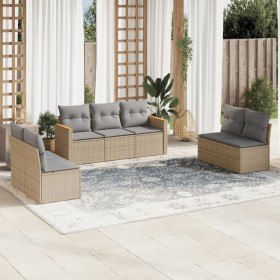 Set aus 7-teiligen Gartensofas und Kissen, synthetisches Rattan, beige von , Gartensets - Ref: Foro24-3258279, Preis: 447,43 ...