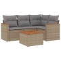 Gartensofa-Set mit Kissen, 5-teilig, beiges synthetisches Rattan von , Gartensets - Ref: Foro24-3258342, Preis: 367,04 €, Rab...