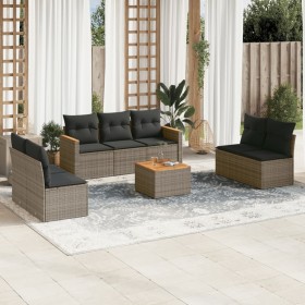 Set de sofás de jardín 8 pzas y cojines ratán sintético gris de , Conjuntos de jardín - Ref: Foro24-3258287, Precio: 458,99 €...