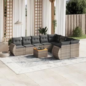 Set de sofás de jardín 10 pzas con cojines ratán sintético gris de , Conjuntos de jardín - Ref: Foro24-3225164, Precio: 653,0...