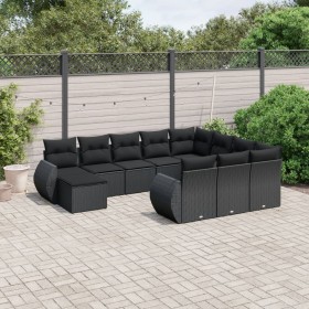 11-teiliges Gartensofa-Set und schwarze synthetische Rattankissen von , Gartensets - Ref: Foro24-3225187, Preis: 701,57 €, Ra...