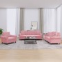 Pink velvet 3-piece sofa set with cushions by , Sofas - Ref: Foro24-3202193, Price: 731,86 €, Discount: %