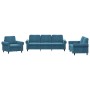 Dreiteilige Sofagarnitur aus blauem Samt mit Kissen von , Sofas - Ref: Foro24-3202179, Preis: 681,68 €, Rabatt: %