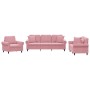 Pink velvet 3-piece sofa set with cushions by , Sofas - Ref: Foro24-3202193, Price: 731,86 €, Discount: %