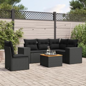 6-teiliges Gartensofa-Set und schwarze synthetische Rattankissen von , Gartensets - Ref: Foro24-3225446, Preis: 407,25 €, Rab...